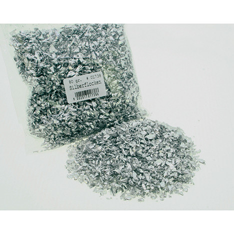 Decorative flakes silver 80g, XL bag 25x14cm