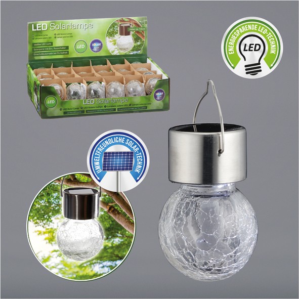 LED solar light ball glass/stainless steel