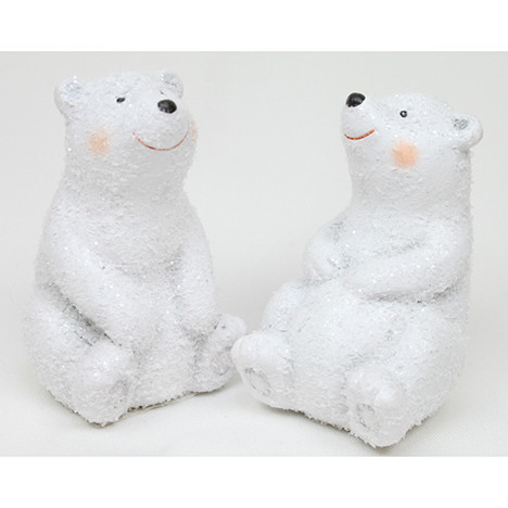 Ceramic polar bear white 9,5x6cm with glitter