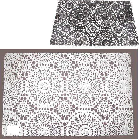 Placemat 44x28cm black/white circle design