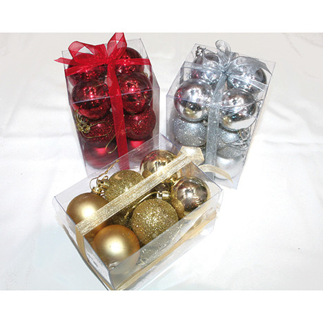 Treeballs real glass 12er 5cm, 3 col. assorted