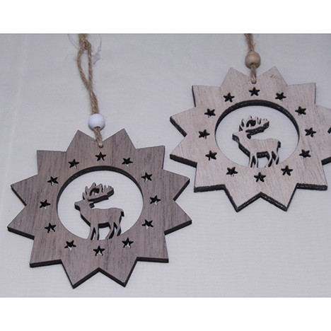 Wooden hanger star with elk 17x10x0,5cm