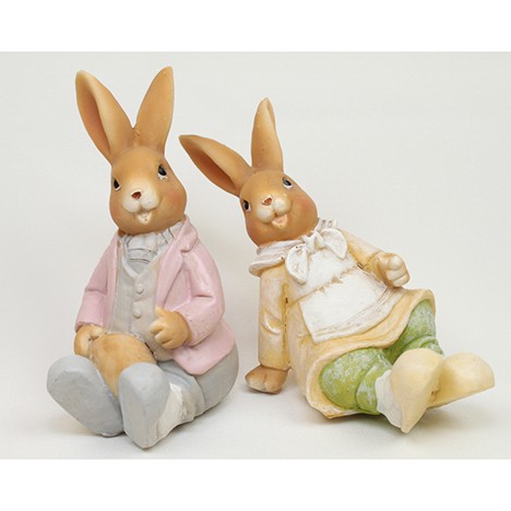 Polyresin bunny 11x7x3,5cm, man and woman