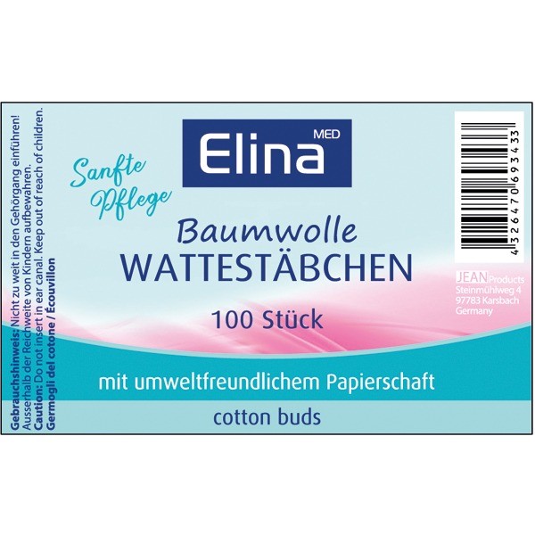 Wattestäbchen 100er Papier Elina farb.Spenderdose