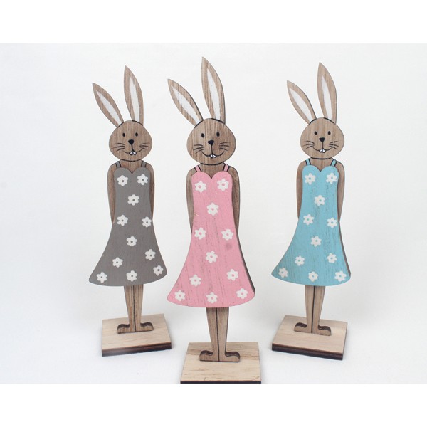 Bunny wood 16x4x4,5cm standing on wooden base