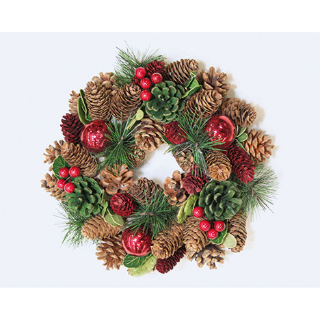 Christmas wreath with shiny balls 25cm