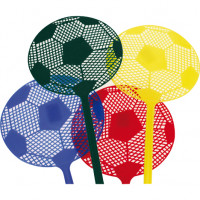Fliegenklatsche Fussball gelb, rot, blau, schwarz Fliegenklatsche Fussball gelb, rot, blau, schwarz