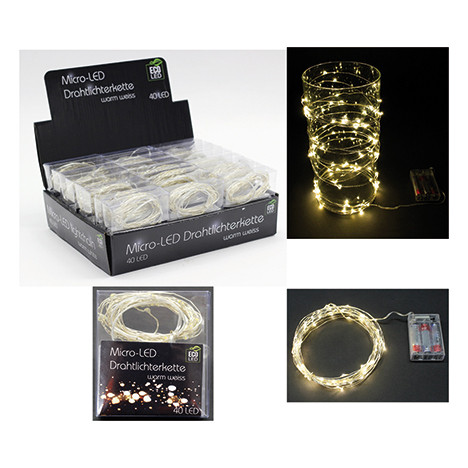 LED Drahtlichterkette 40 LED/4m warmweiß, Timer