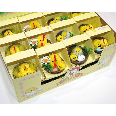 Hen plush with chick, egg and flower 6x6x6cm
