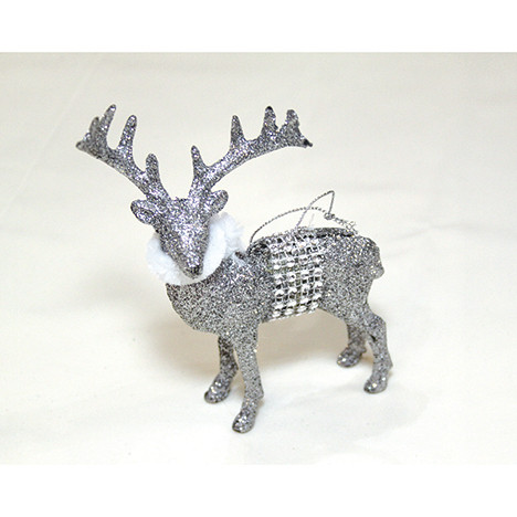 Polyresin elk silver glitter XL 12x11x5cm