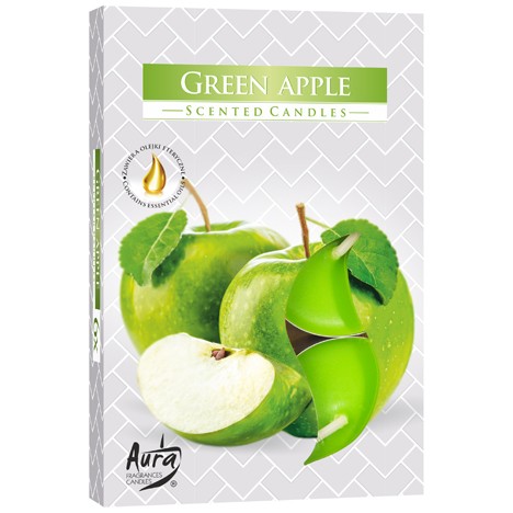 Tealight scent 6er green apple in folding box