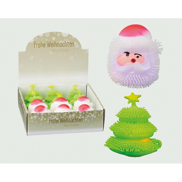 Zottelfigur LED Xmas 2fach sort. 8cm, Santa mit