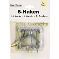 Haken S Form Stahl verchromt 12er je 5,5cm groß Haken S Form Stahl verchromt 12er je 5,5cm groß