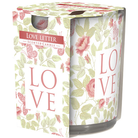 Scented candle motifglass 'Love' 100g wax 7x8cm