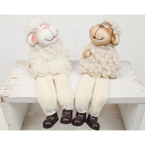 Sheep XL as edge seater 18x6cm covered with fur