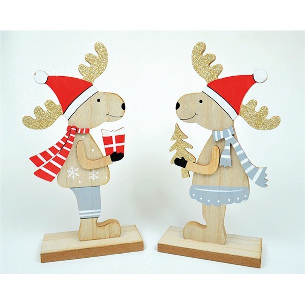 Lustiger Holzelch XL 13x6,7x4cm, auf breitem Holz-ständer, l