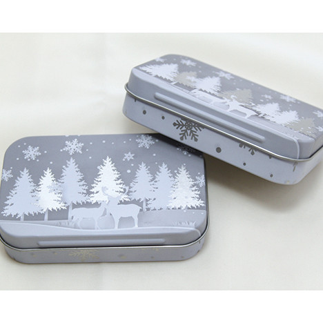 Metal box square silver 9,3x9x2,2cm