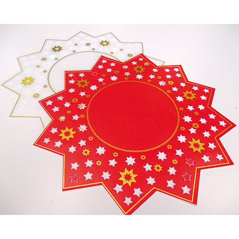 Place mat star shape 40cm with shiny gold stars