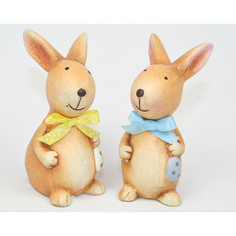 Ceramic bunny with silk bow 9x6,5x4cm