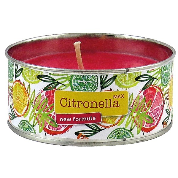 Kerze Citronella 165g rot in Metalldose 4,5x10cm