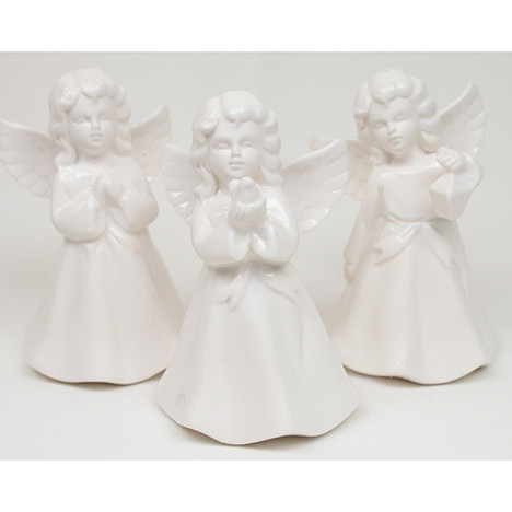Porcelain angel white 10x6x5,5cm 3 assorted