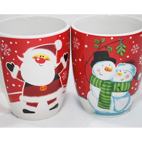 Coffee mug 'Santa & Snowman' 300ml, red