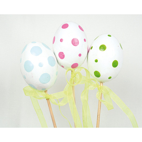 Easteregg plug ceramic white/dots 15,5x6x4,5cm