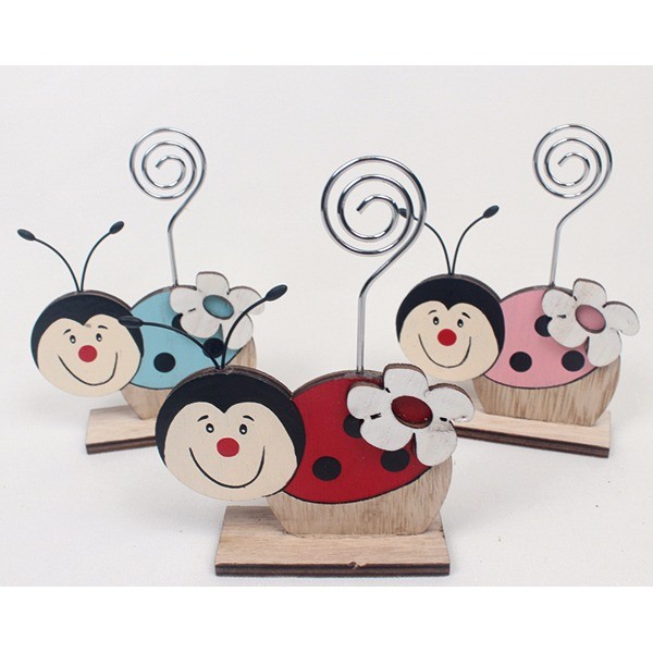 Card holder ladybird 11x8cm deco. with flower