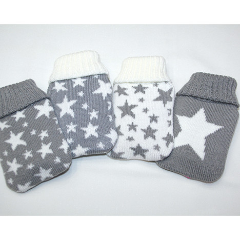 Pocketwarmer with fabric cover 'white/grey stars'