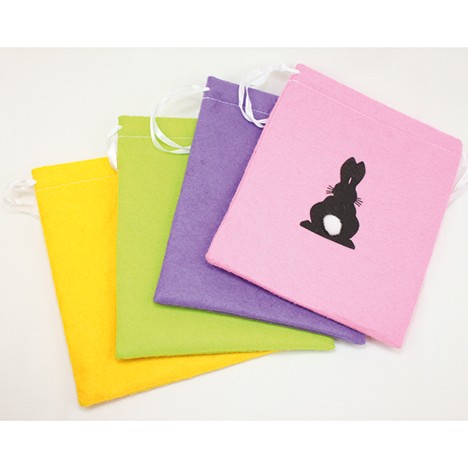 Felt bag rabbit motif 21x18cm, colours assorted