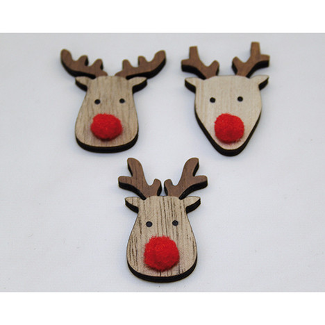 Wooden elk for gluing on Set of 3, each 4x2cm