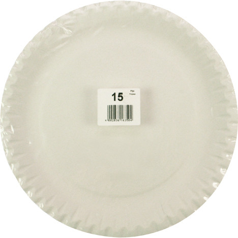 Party Plates 15pcs 23cm White Shrinkwrapped