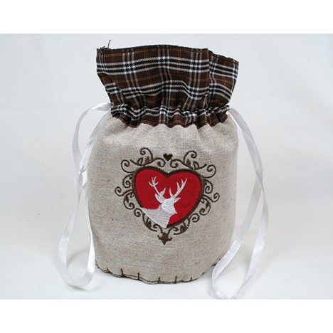 Hirschserie Zugbeutel XL 20x11cm, braun