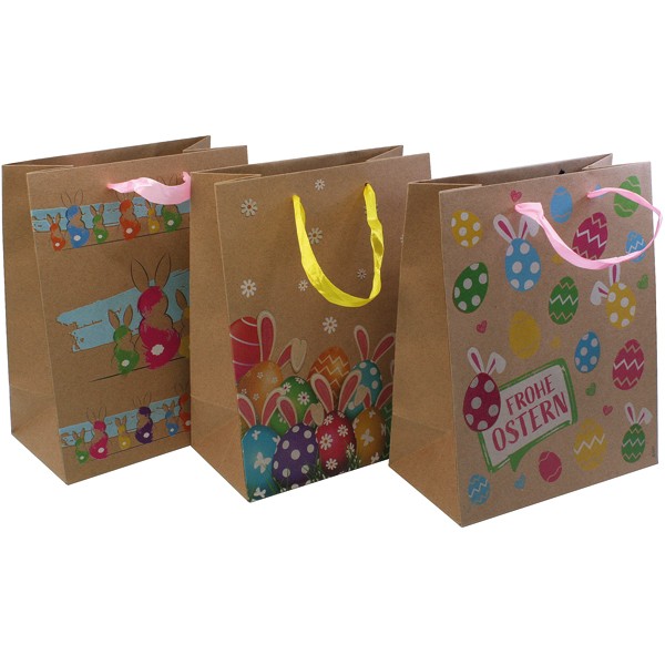 Gift bag craftpaper, Easter motifs 23x18x10cm