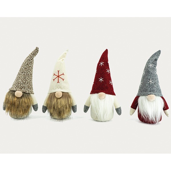 Gnome Aleski 25x8cm grey/white/beige/red ass.