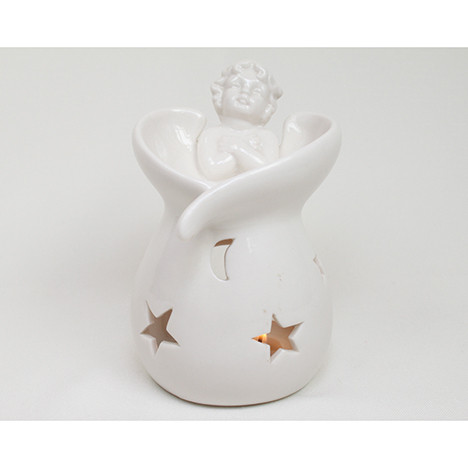 Duftstövchen weiß mit Engel XL 13x9x8cm