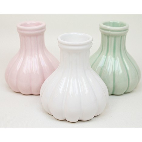 Vase glänzend bauchig mit Struktur 7x6,5cm