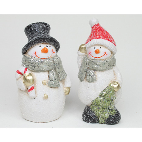 Ceramic snowman XL 13x6cm, 2 assorted