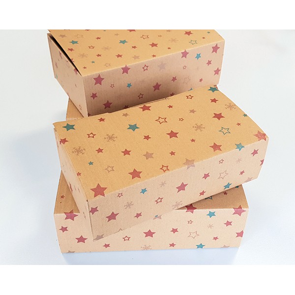 Geschenkboxen Kraft, 4er Set, flach gep., 27x19x11cm, je wei