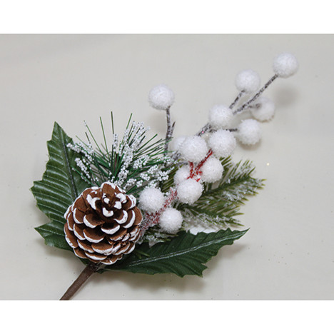 Deco. bouquet fir 18x10cm with white berries