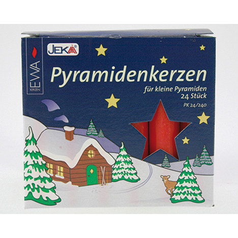 Pyramidenkerzen 24er rot 14x74mm in Farbverp.