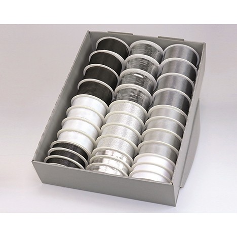 Gift ribbon on roll silver/white/grey/black