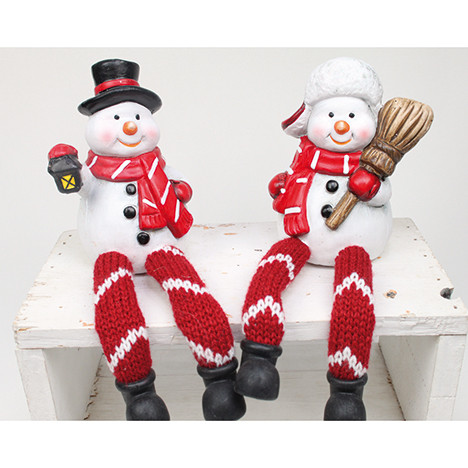 Ceramic snowman edge seat 20x8cm