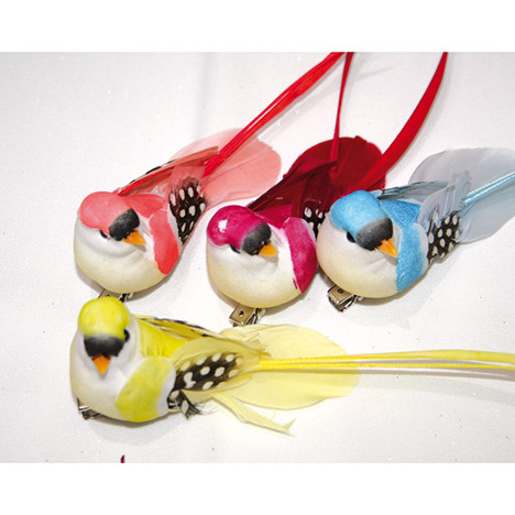 Bird 13x3cm, with long natural feather tail
