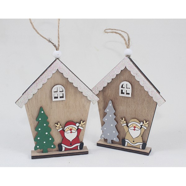 Wooden house hanger 13x9,8cm, 2 assorted