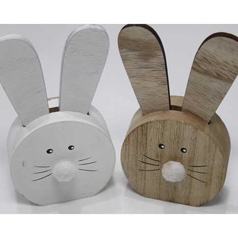Wooden bunny XL round shape, long ears 14x7,7x3cm