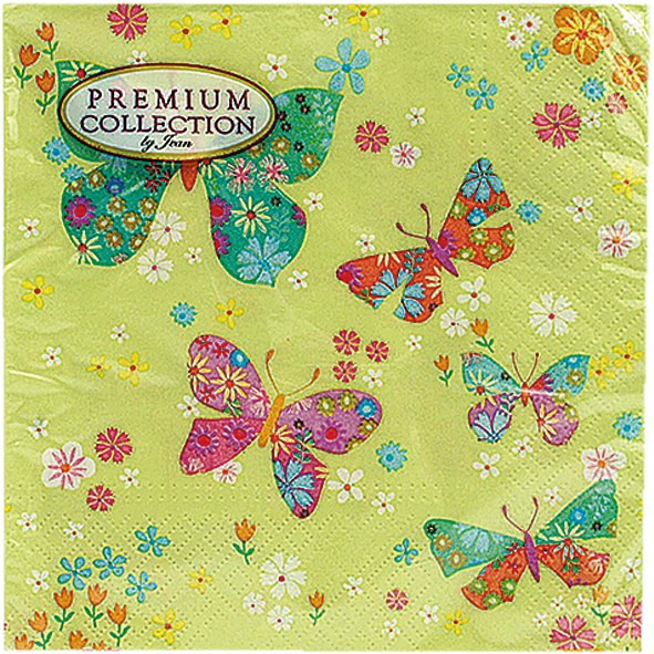 Premium napkins 20 pieces 33x33cm butterfly