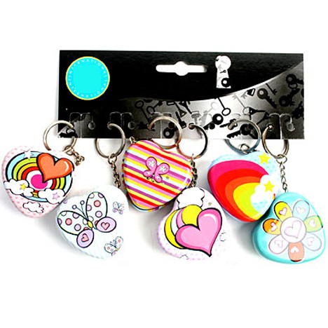 Keychain Heart container 5cm metal, 6fold ass.