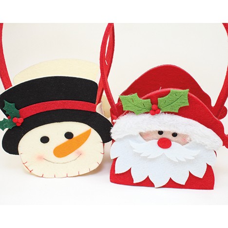 Felt bag Santa and snowman XXL 15x9x27cm
