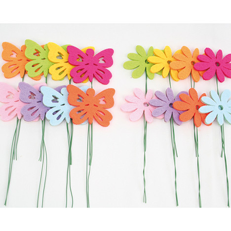 Felt metal wire decoration 11x5cm, set of 6